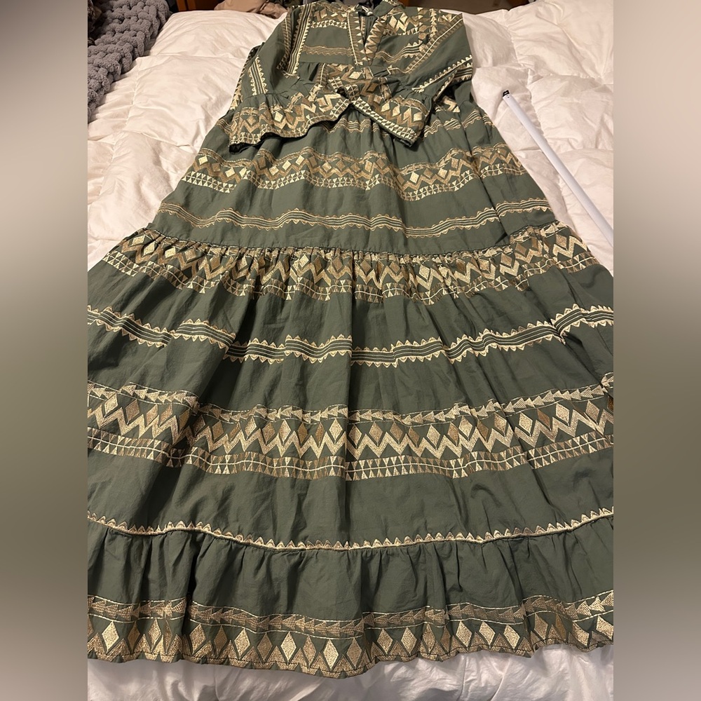 Aether Concept Cotton Bohemian Green Maxi Dress - NWT - Size S (Oversized) - Picture 4 of 13